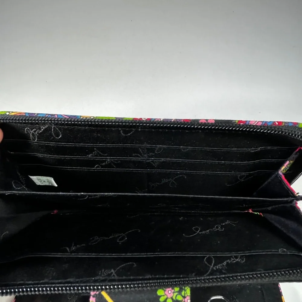 Vera Bradley Turnlock Wallet Provencal Paisley Quilted Cotton Black Multi Color - Picture 9 of 11